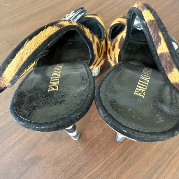 Emilio Pucci Ponyhair Slingback Platforms Baddie Luxury Animal Print Sz 9 - Picture 10 of 12